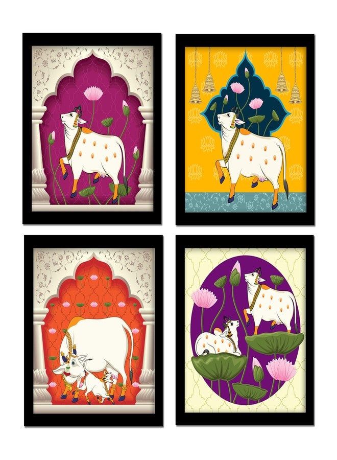 Rousrie Pichwai Art Painting Wall Frames For Living Room | Pack of 4 | Wall Hanging Decorative Items | Decoration Items For Home | Waterproof Film - Image 1
